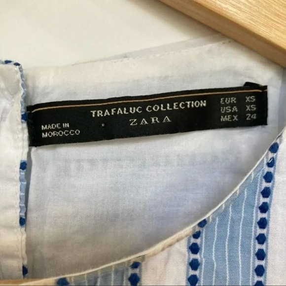 ZARA Poplin Tunic Dress Blue & White Vertical Stripe XS - Picture 3 of 6